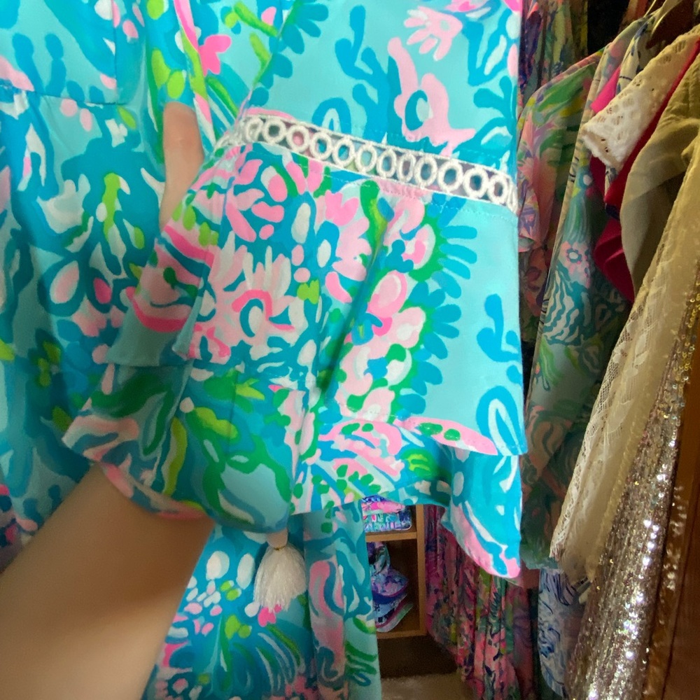 NWT!! Lilly Pulitzer Azita Tunic Dress in Blue Ibiza Aqua La Vista - Picture 4 of 4